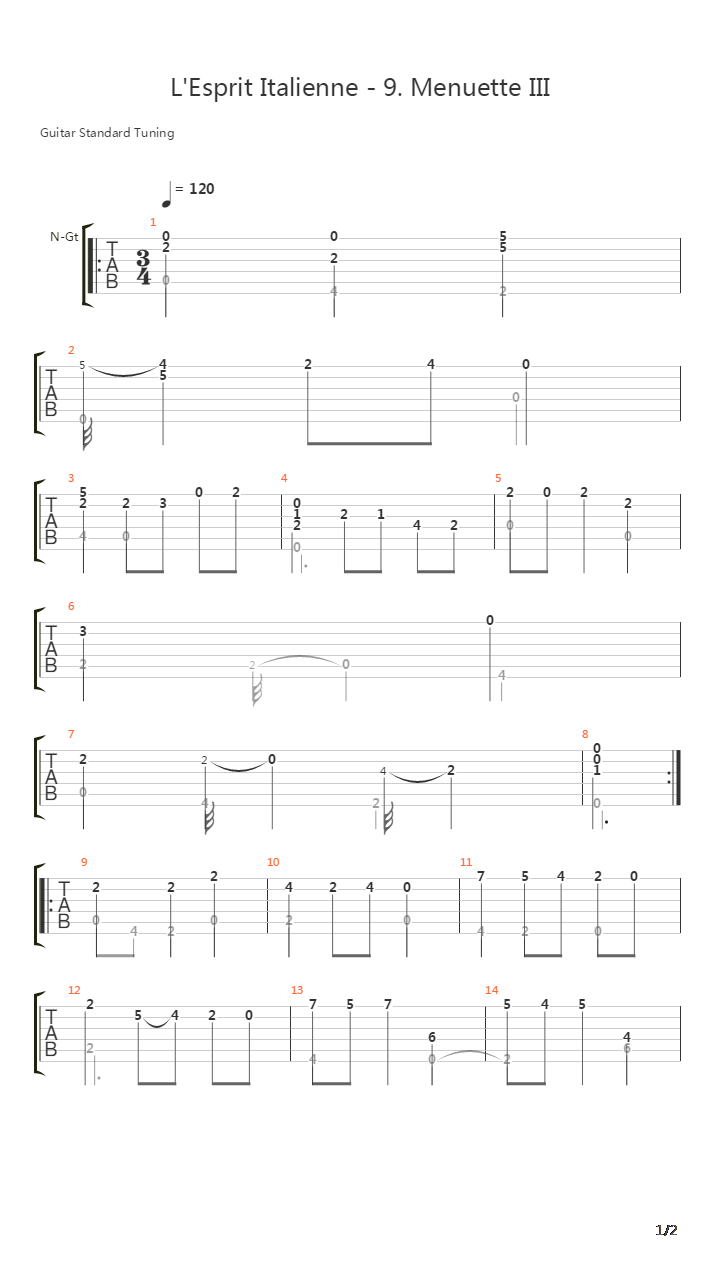 LEsprit Italienne 9 Menuette III吉他谱