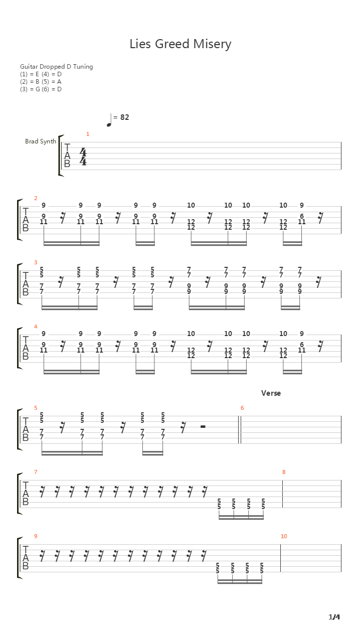 Lies Greed Misery吉他谱