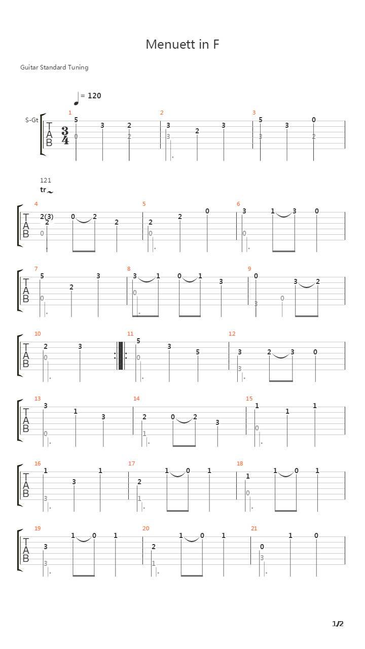 Menuett in F吉他谱