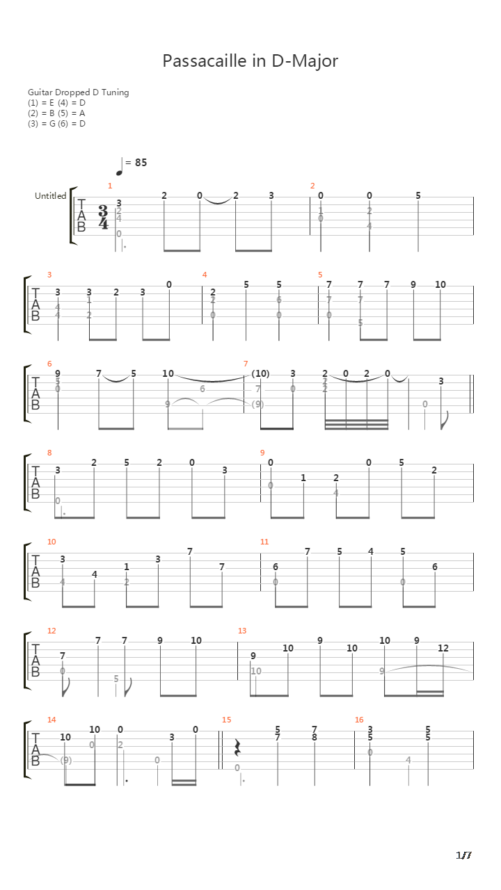 Passacaille吉他谱