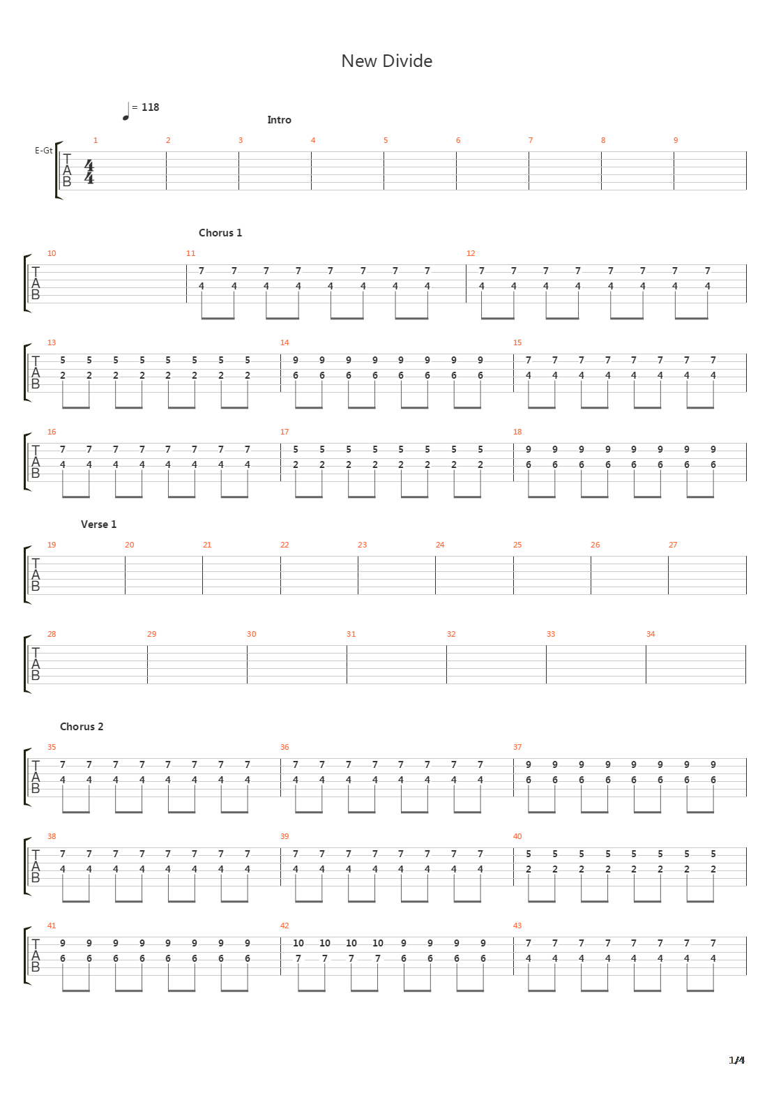 New Divide吉他谱