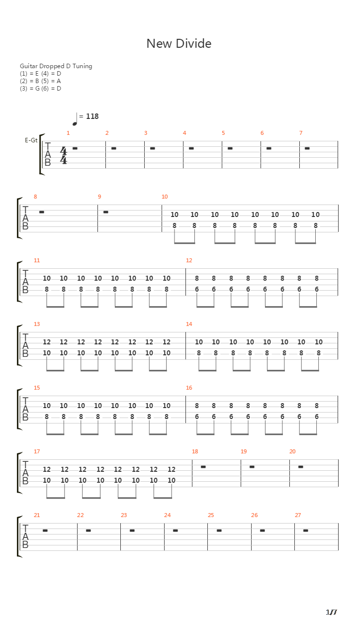 New Divide吉他谱