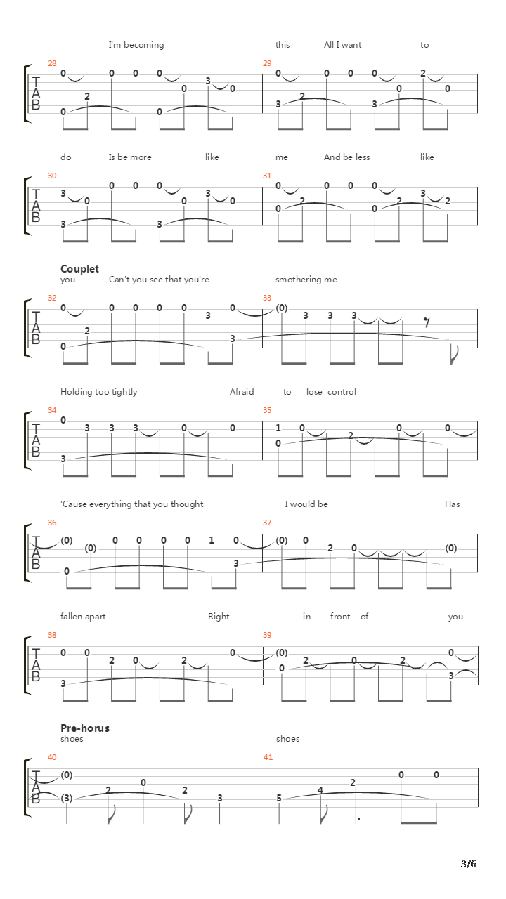 Numb吉他谱