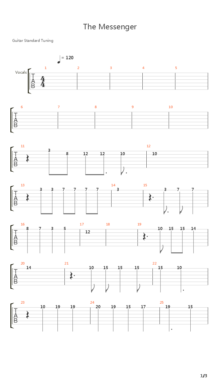 The Messenger吉他谱