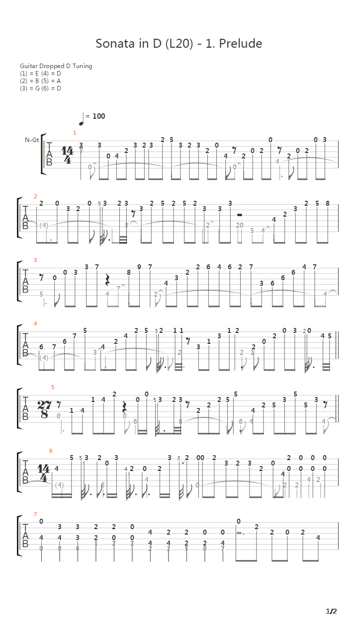 Sonata In D (L20) 1 Prelude吉他谱