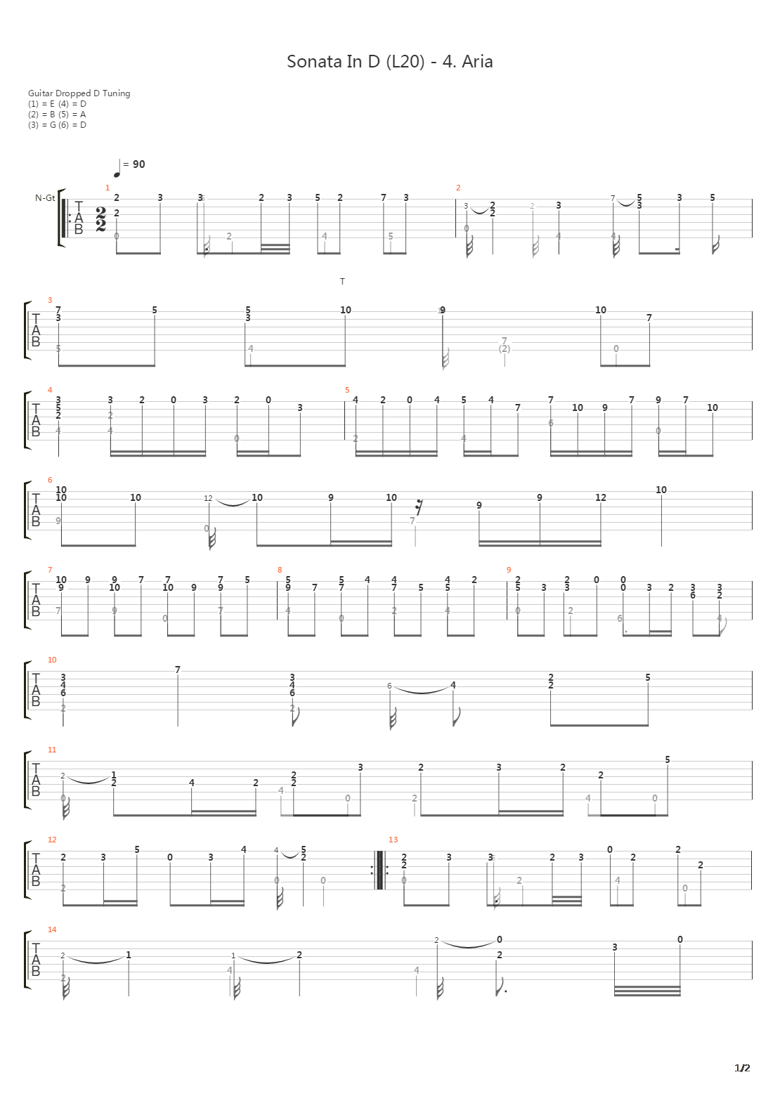 Sonata In D (L20) 4 Aria吉他谱