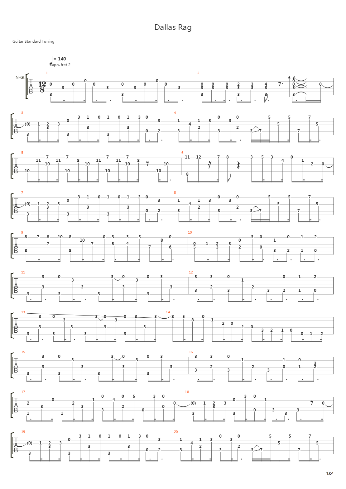 Dallas Rag吉他谱