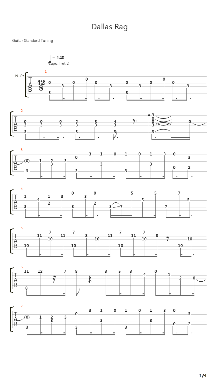 Dallas Rag吉他谱