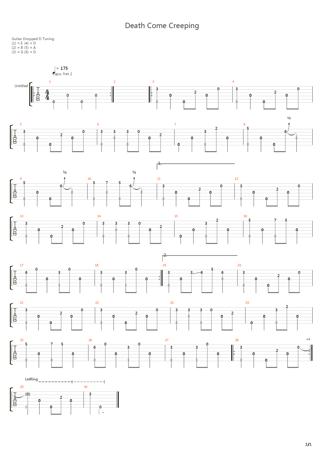 Death Come Creeping吉他谱
