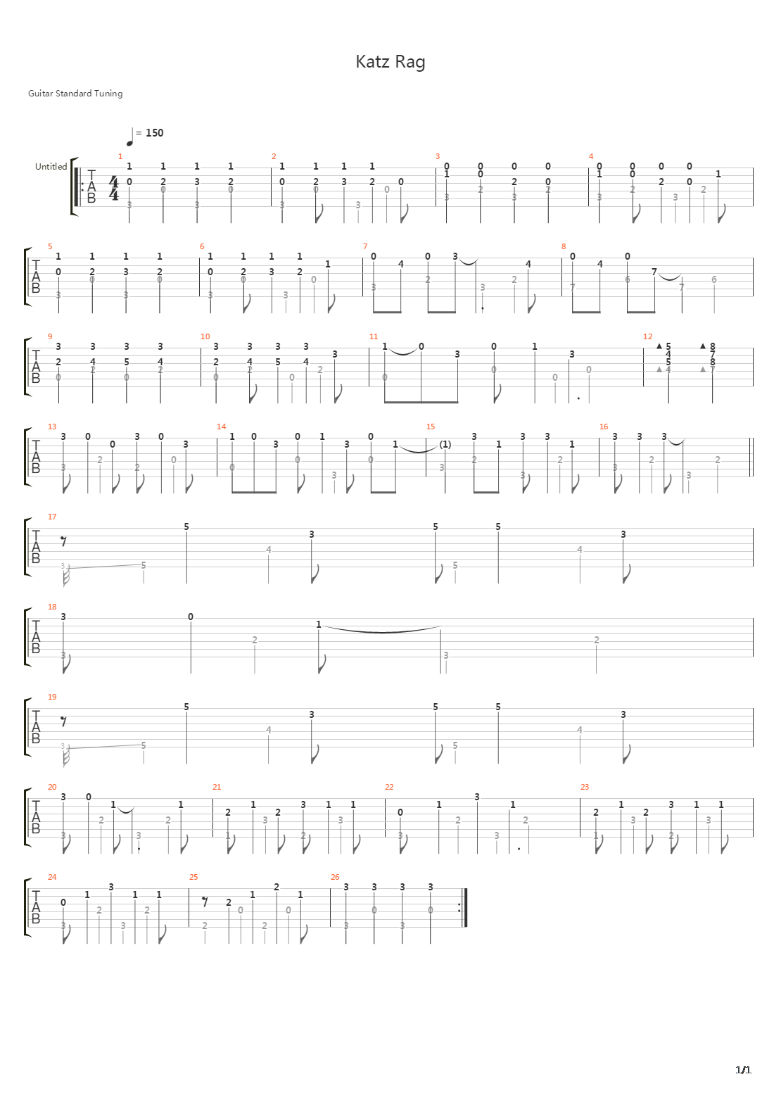 Katz Rag吉他谱