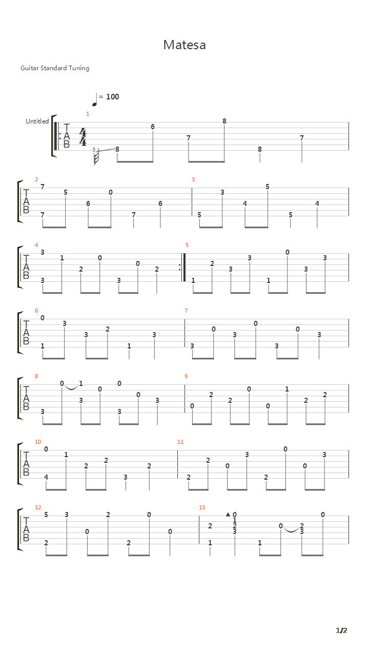 Matesa吉他谱
