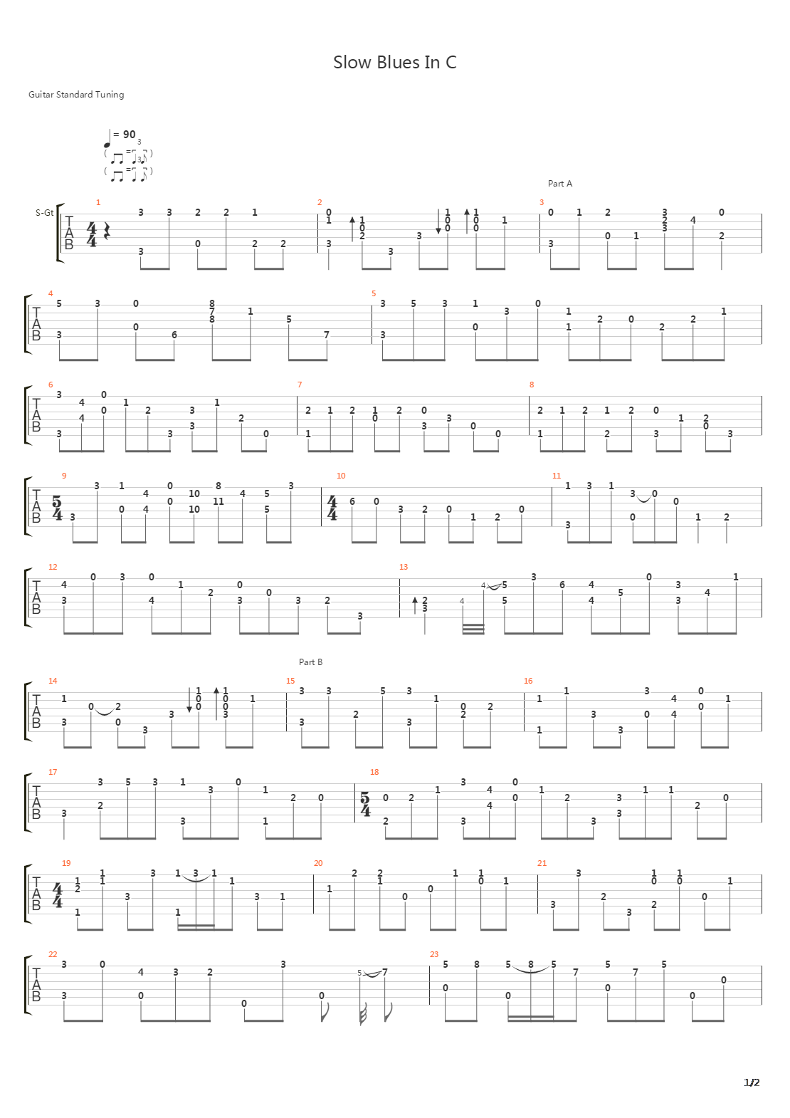 Slow Blues In C吉他谱