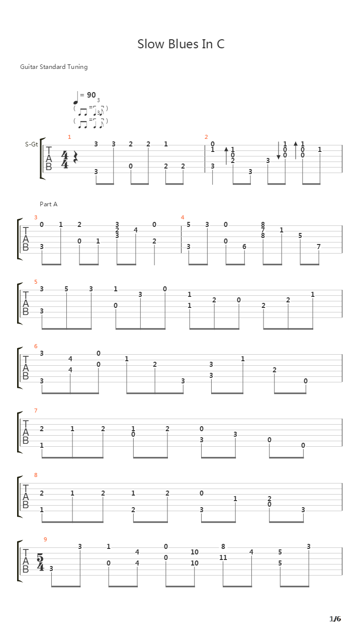 Slow Blues In C吉他谱