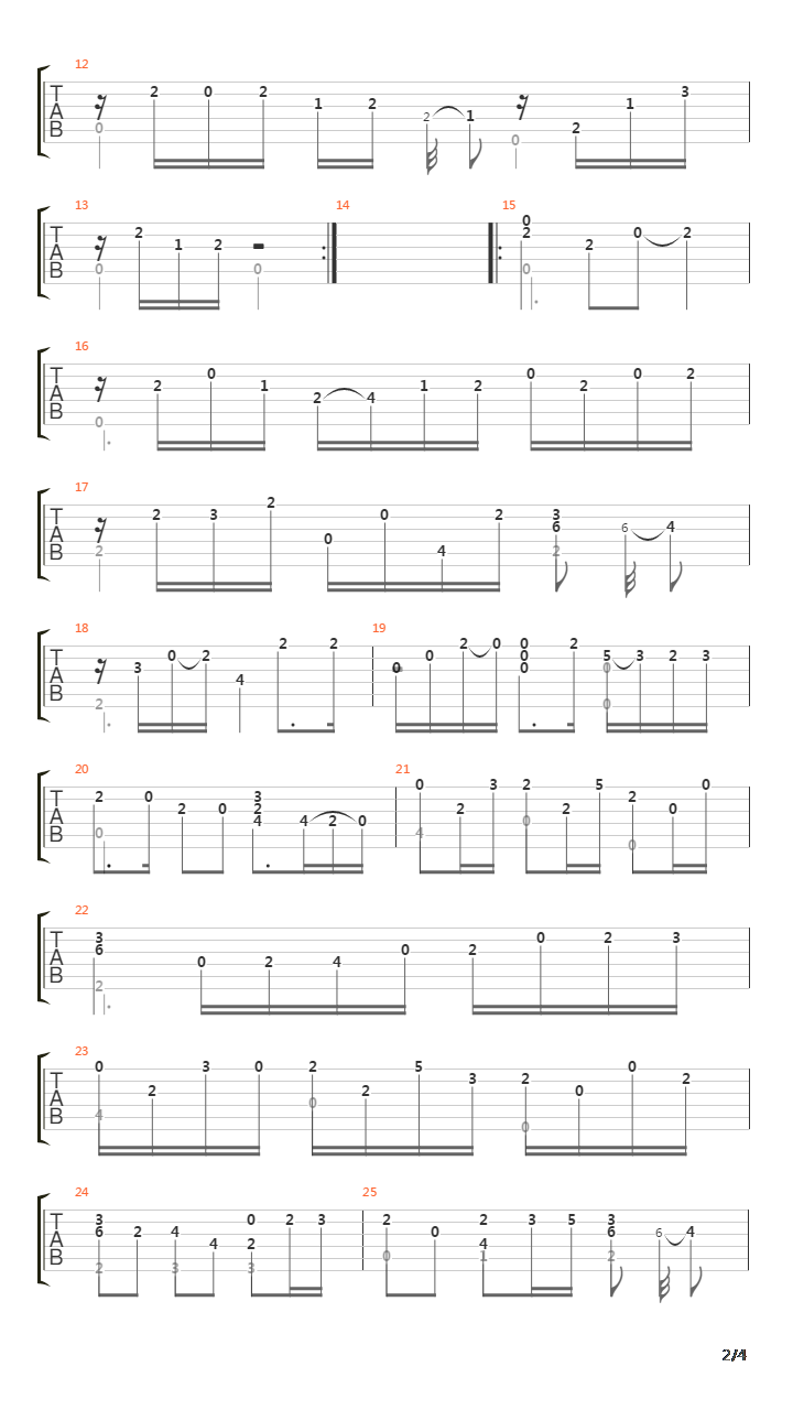 Sonata No 21 In A D21 5 Sarabande吉他谱