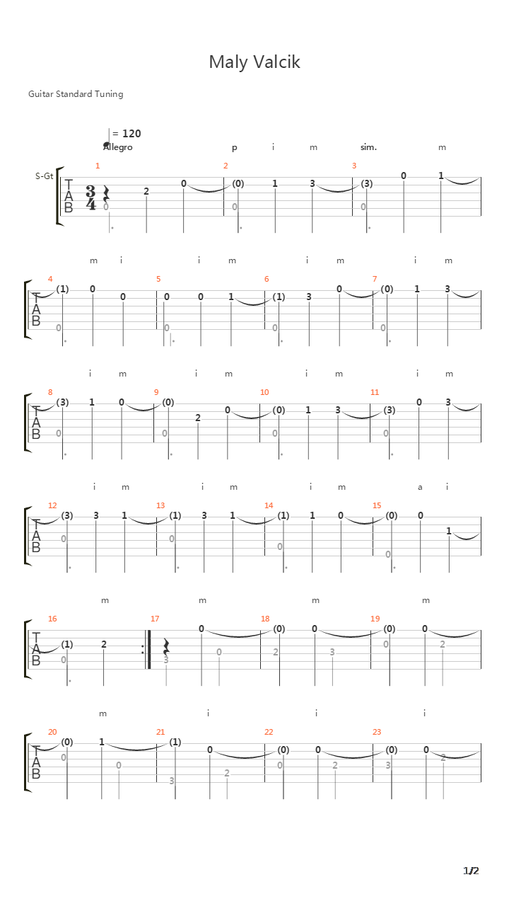 Maly Valcik吉他谱