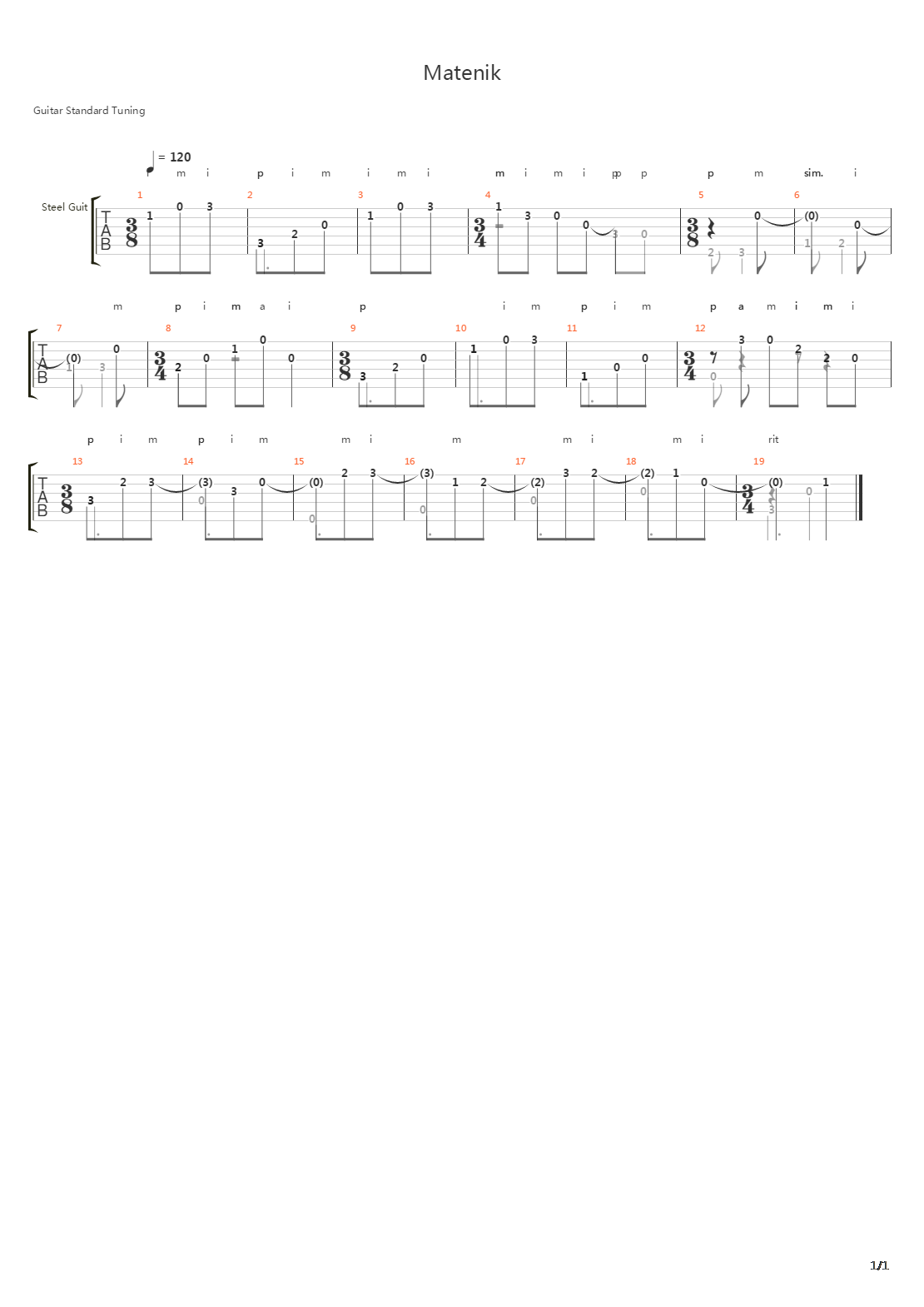 Matenik吉他谱