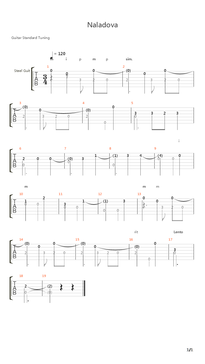 Naladova吉他谱