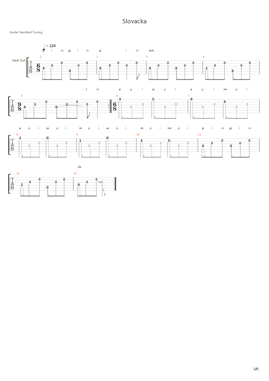 Slovacka吉他谱