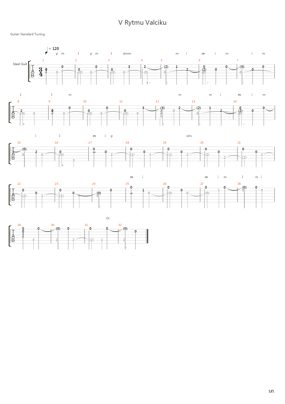 V Rytmu Valciku吉他谱