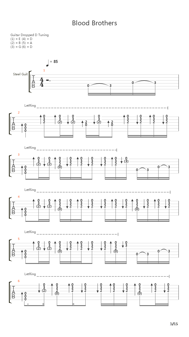 Blood Brothers吉他谱