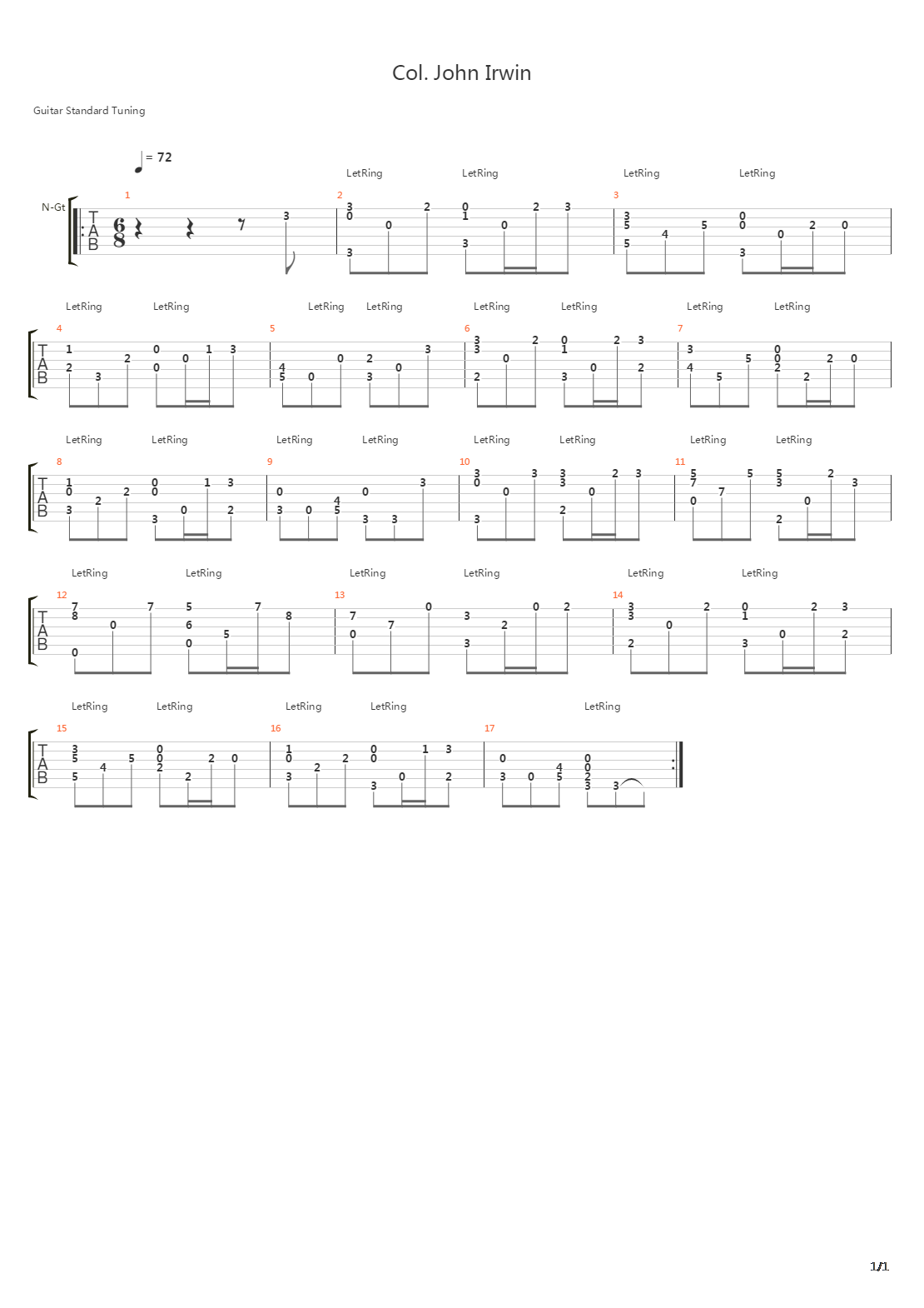 Col John Irwin吉他谱