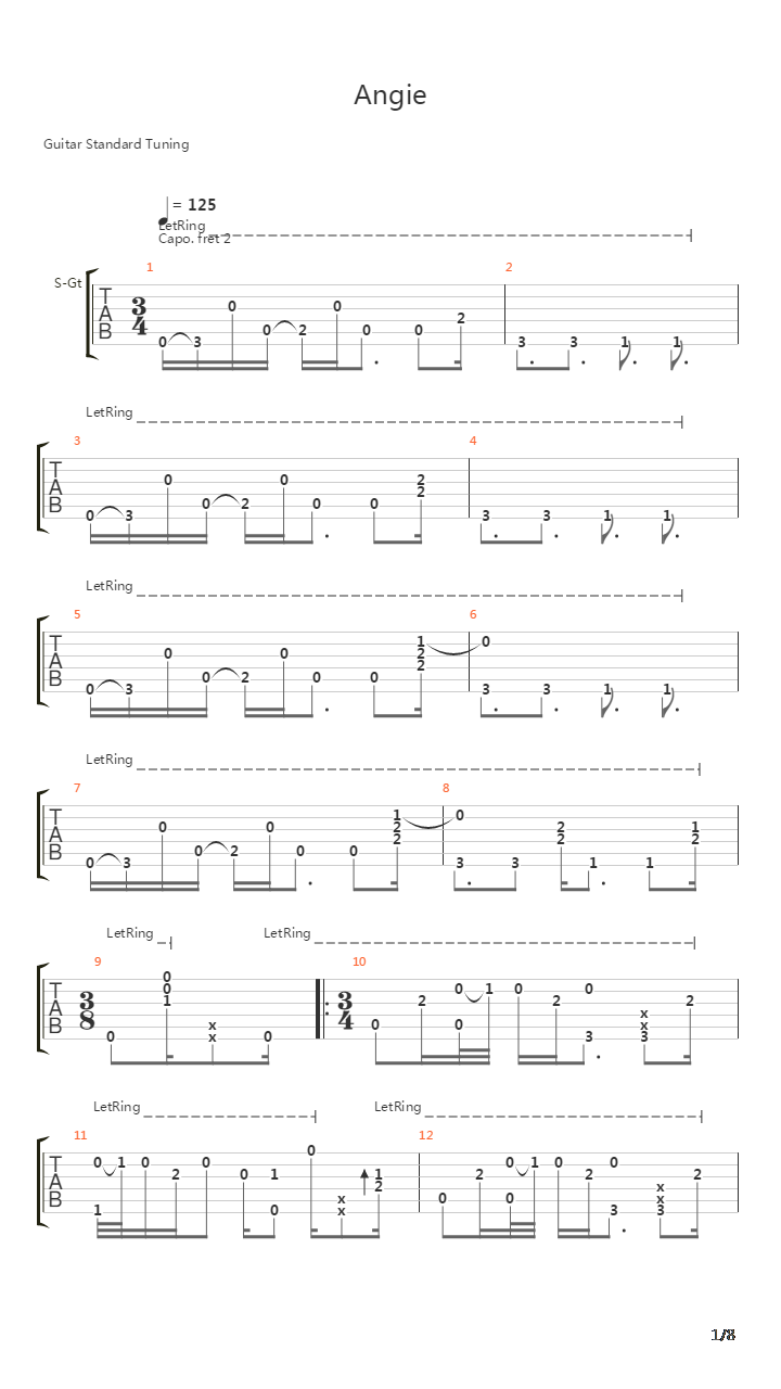 Angie吉他谱