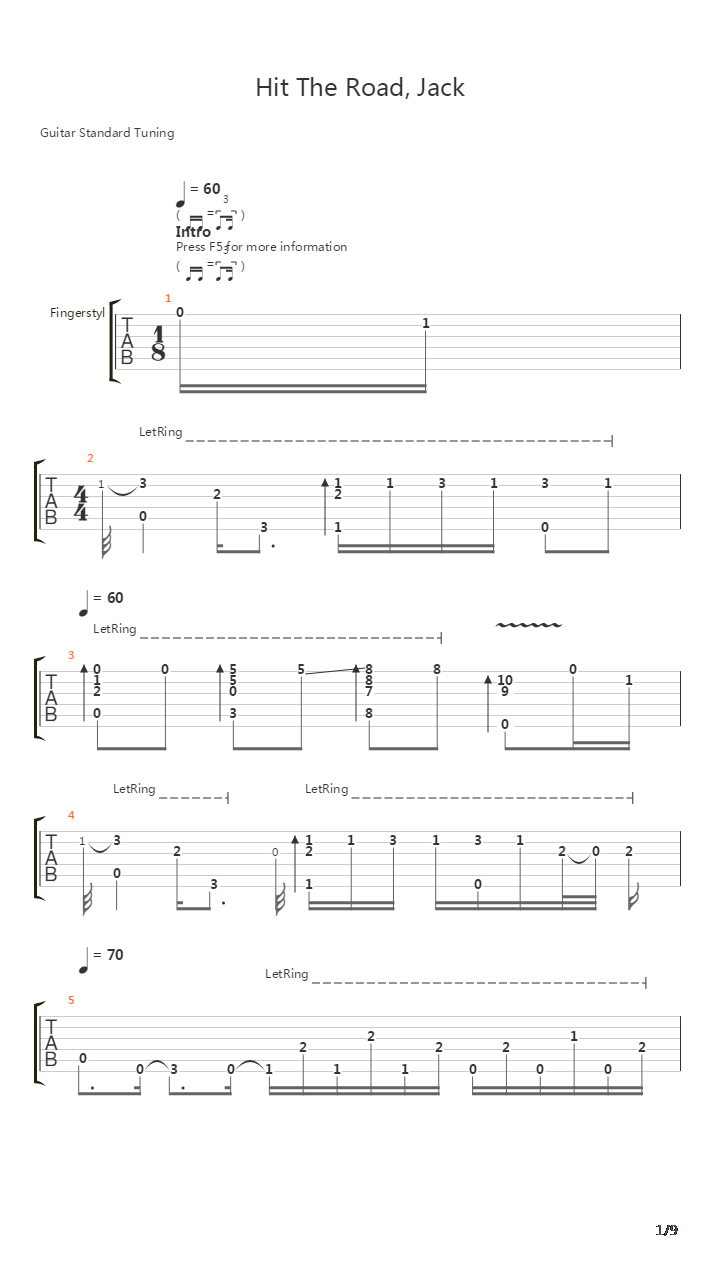 Hit The Road Jack吉他谱