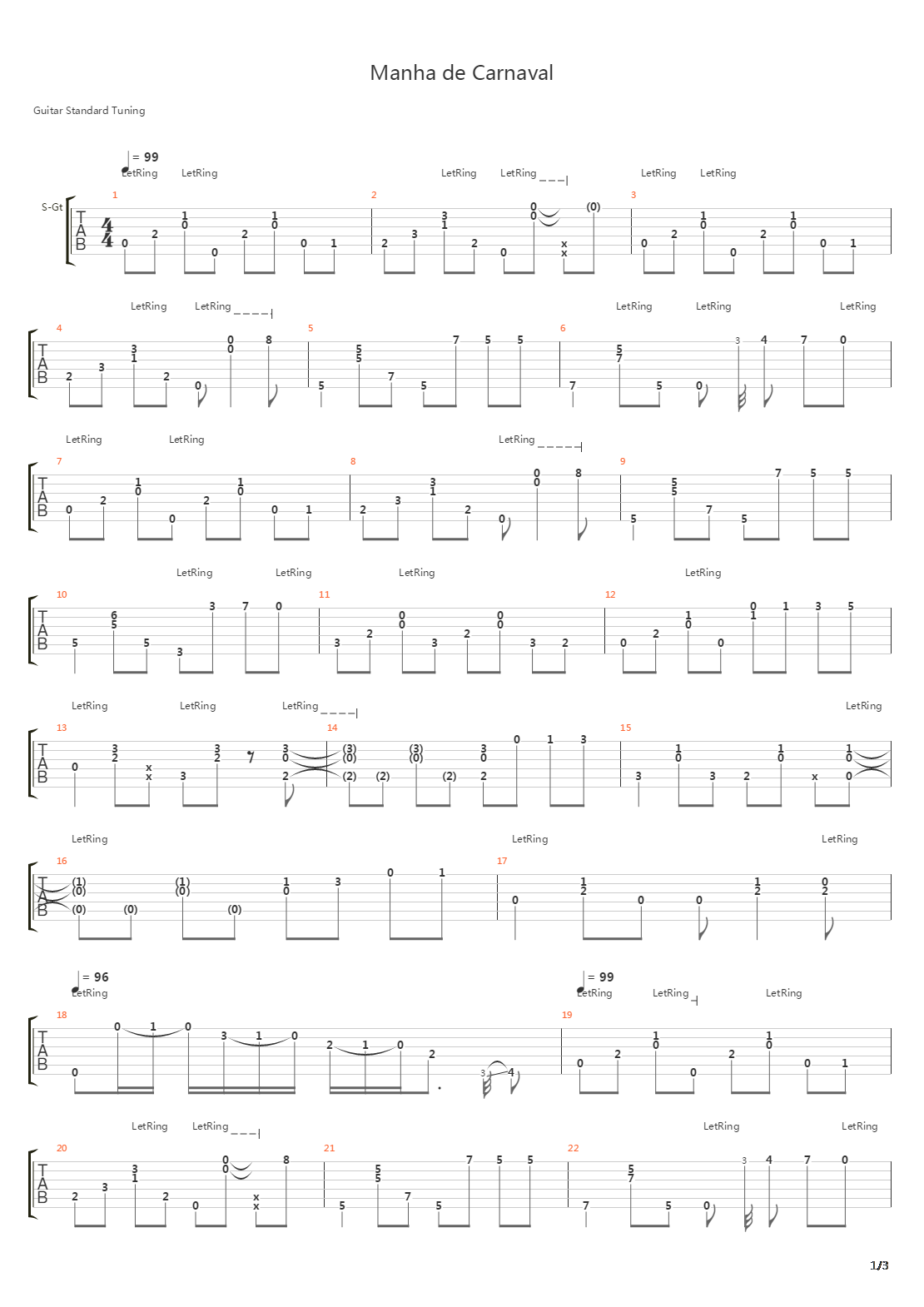Manha De Carnaval吉他谱