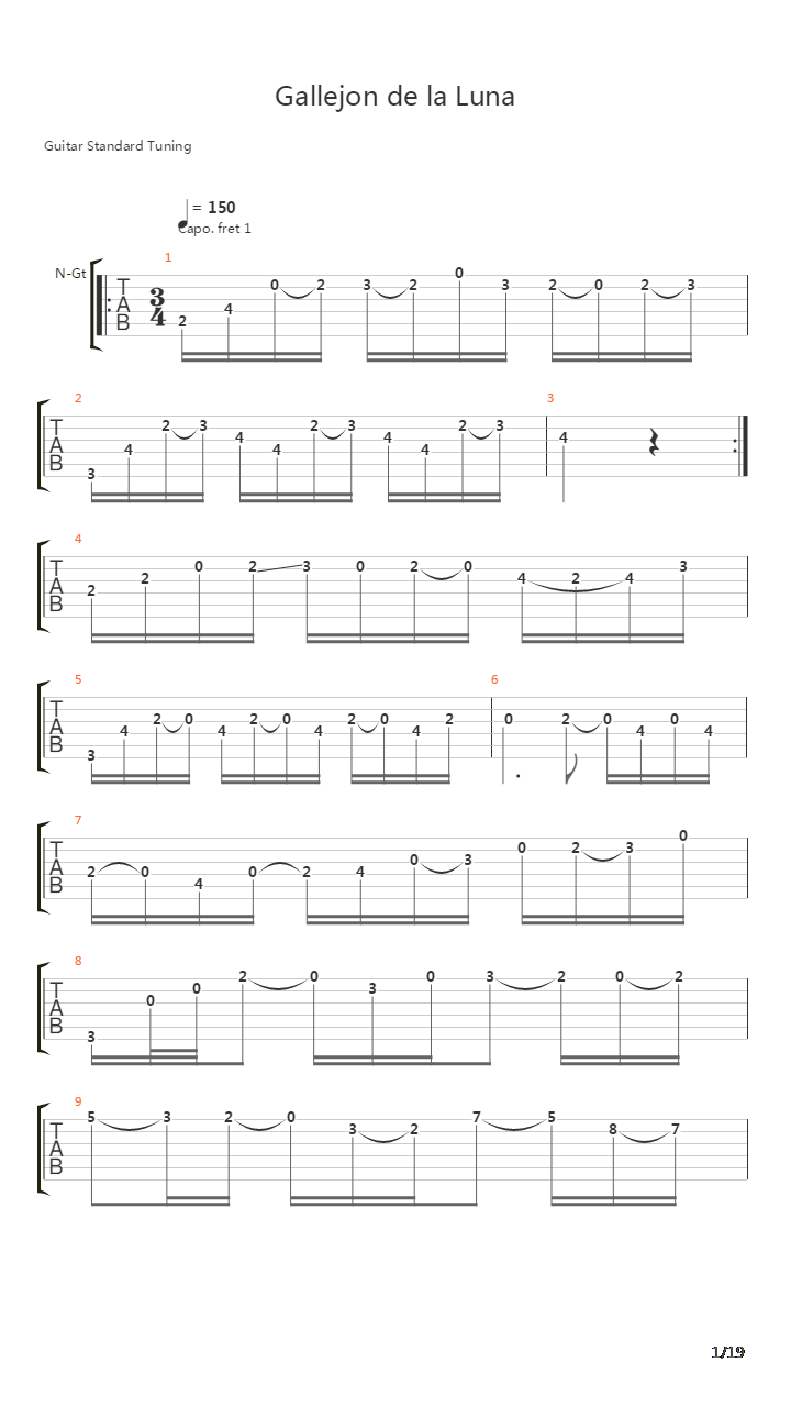 Gallejon De La Luna吉他谱