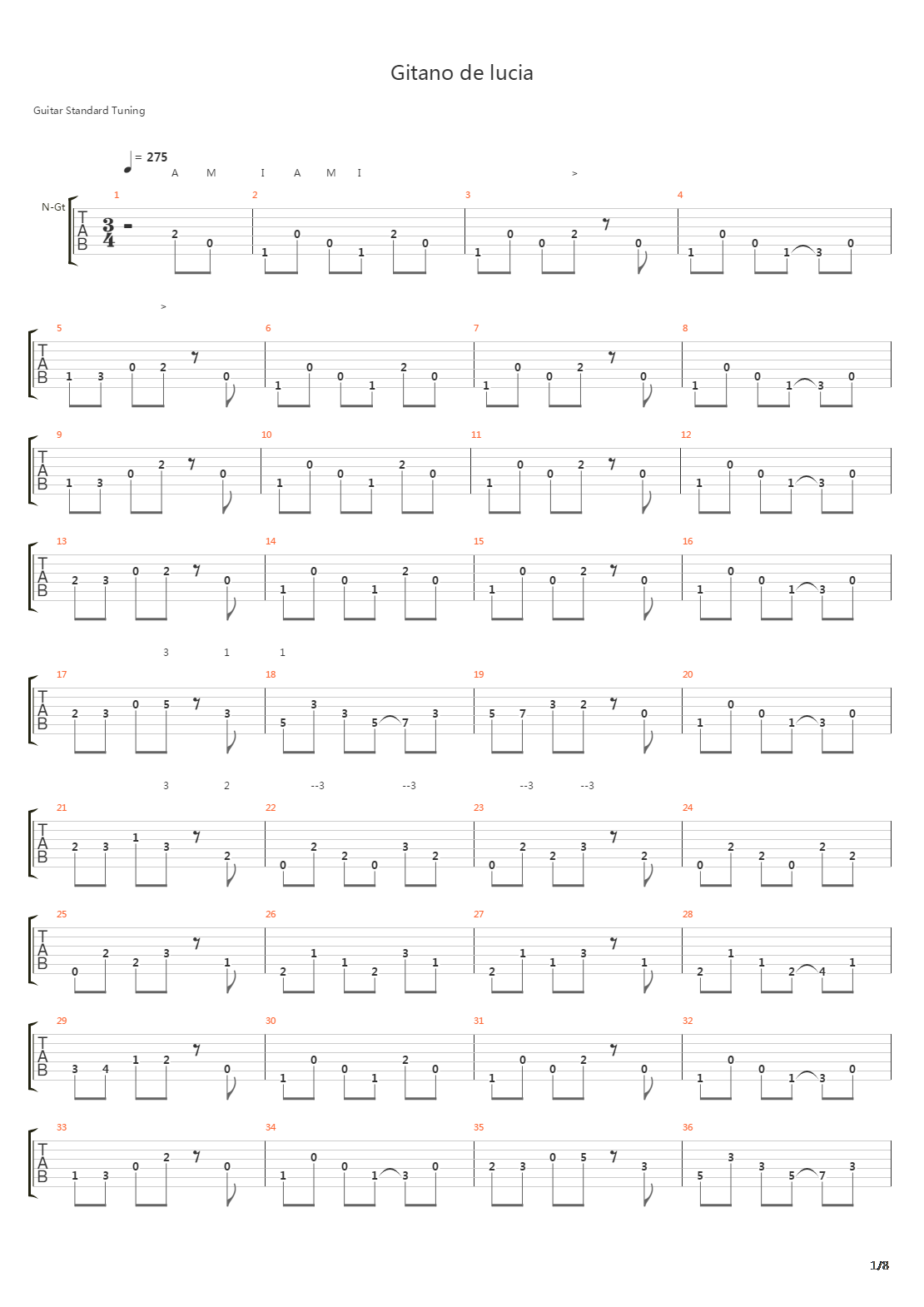 Gitano De Lucia吉他谱