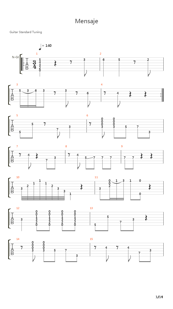 Mensaje吉他谱