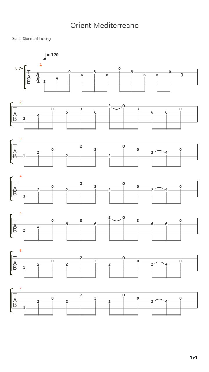 Oriente Mediterreano吉他谱