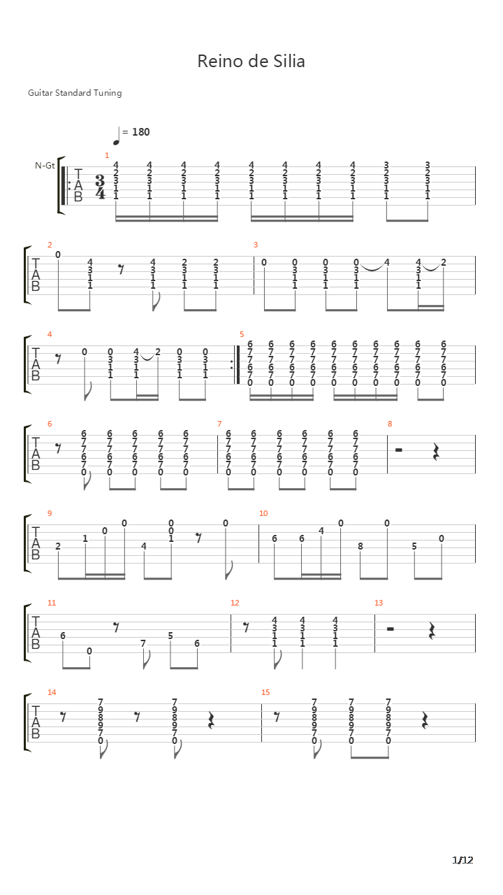 Reino De Silla吉他谱