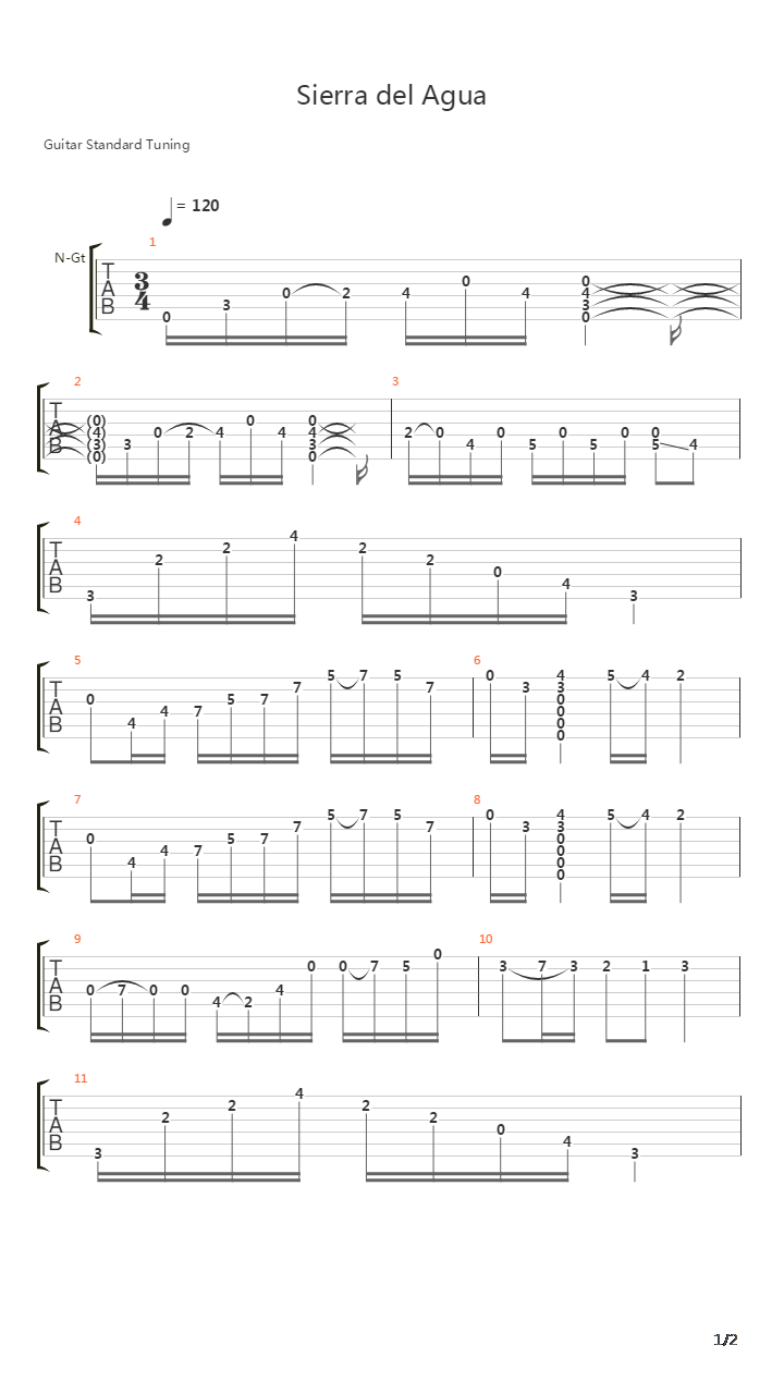 Sierra Del Agua吉他谱