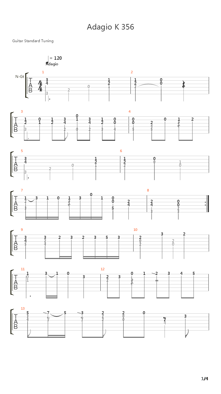 Adagio K356吉他谱