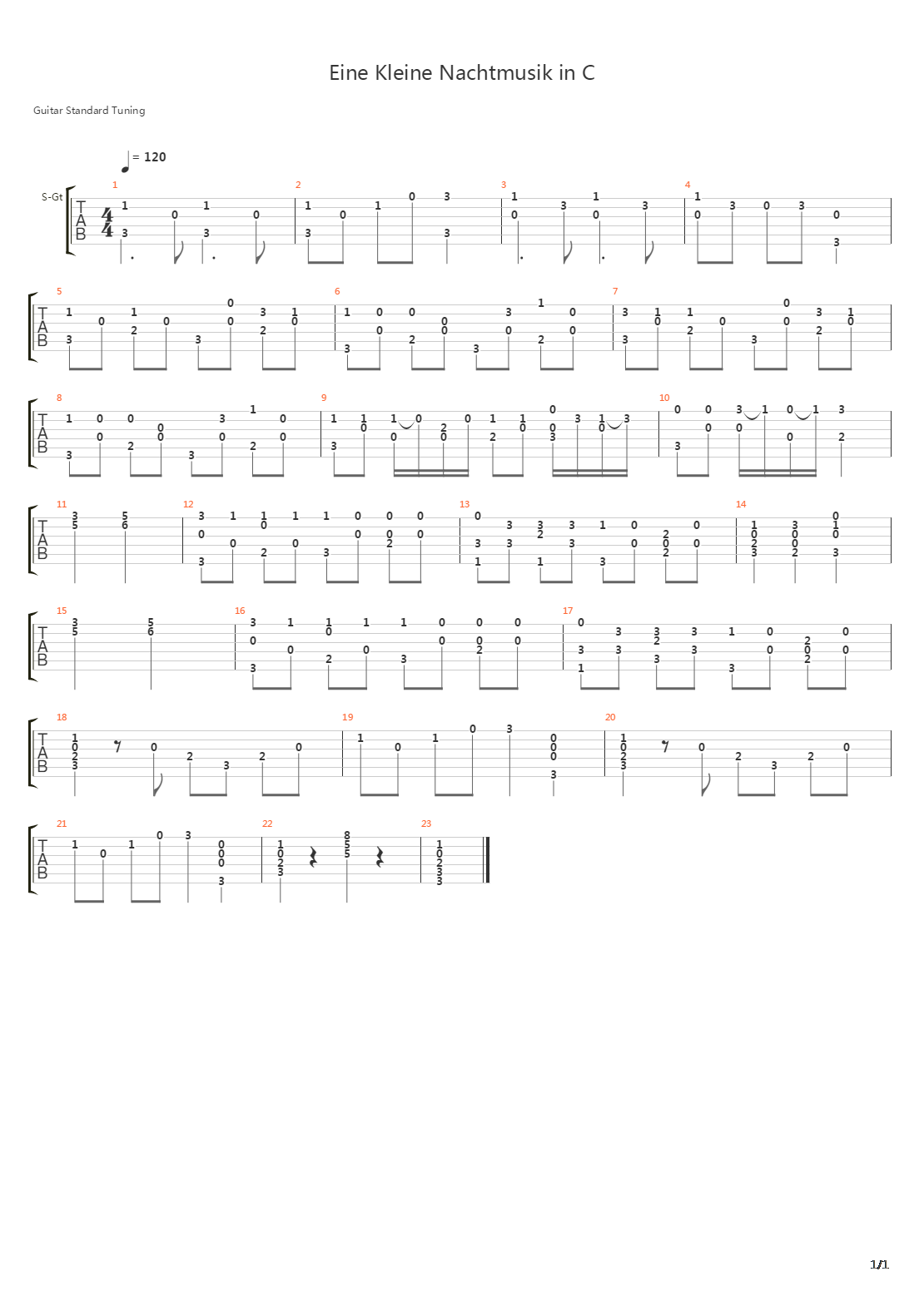 Eine Kleine Nachtmusik In C吉他谱