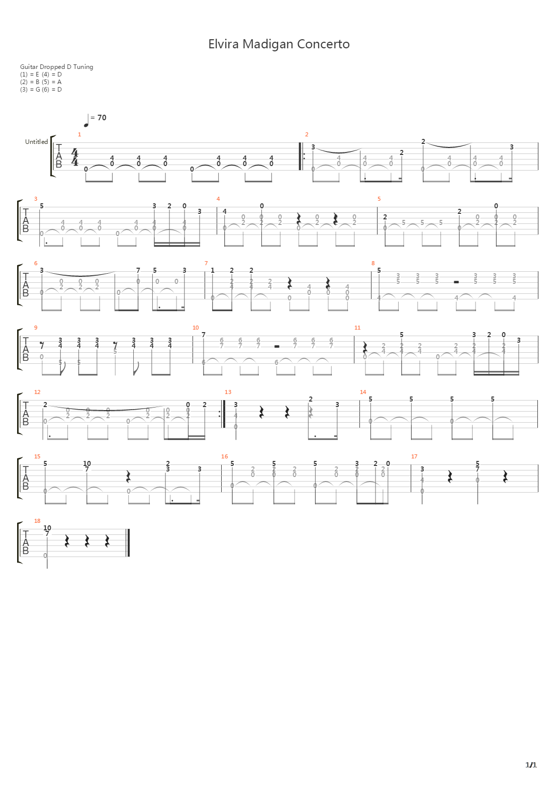 Elvira Madigan Concerto吉他谱