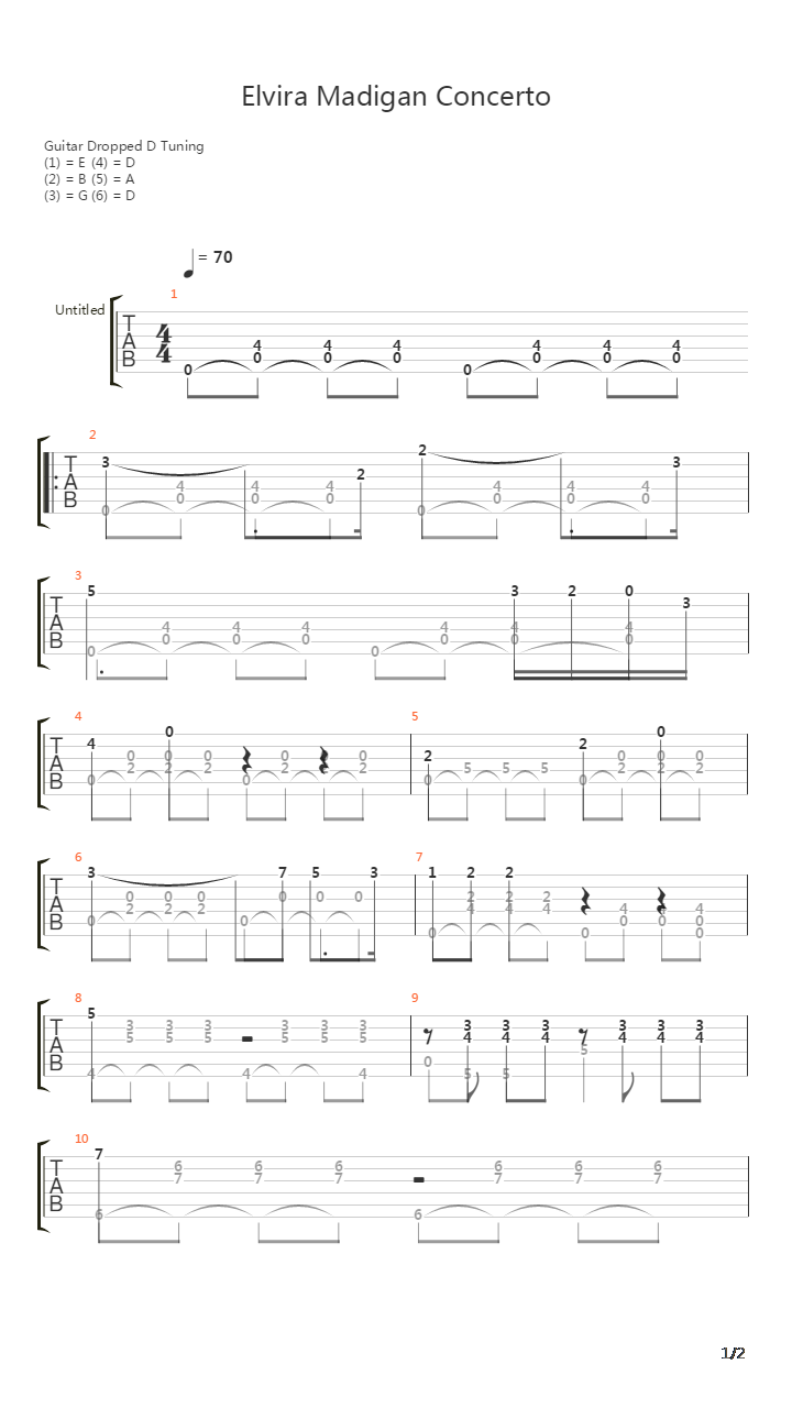 Elvira Madigan Concerto吉他谱