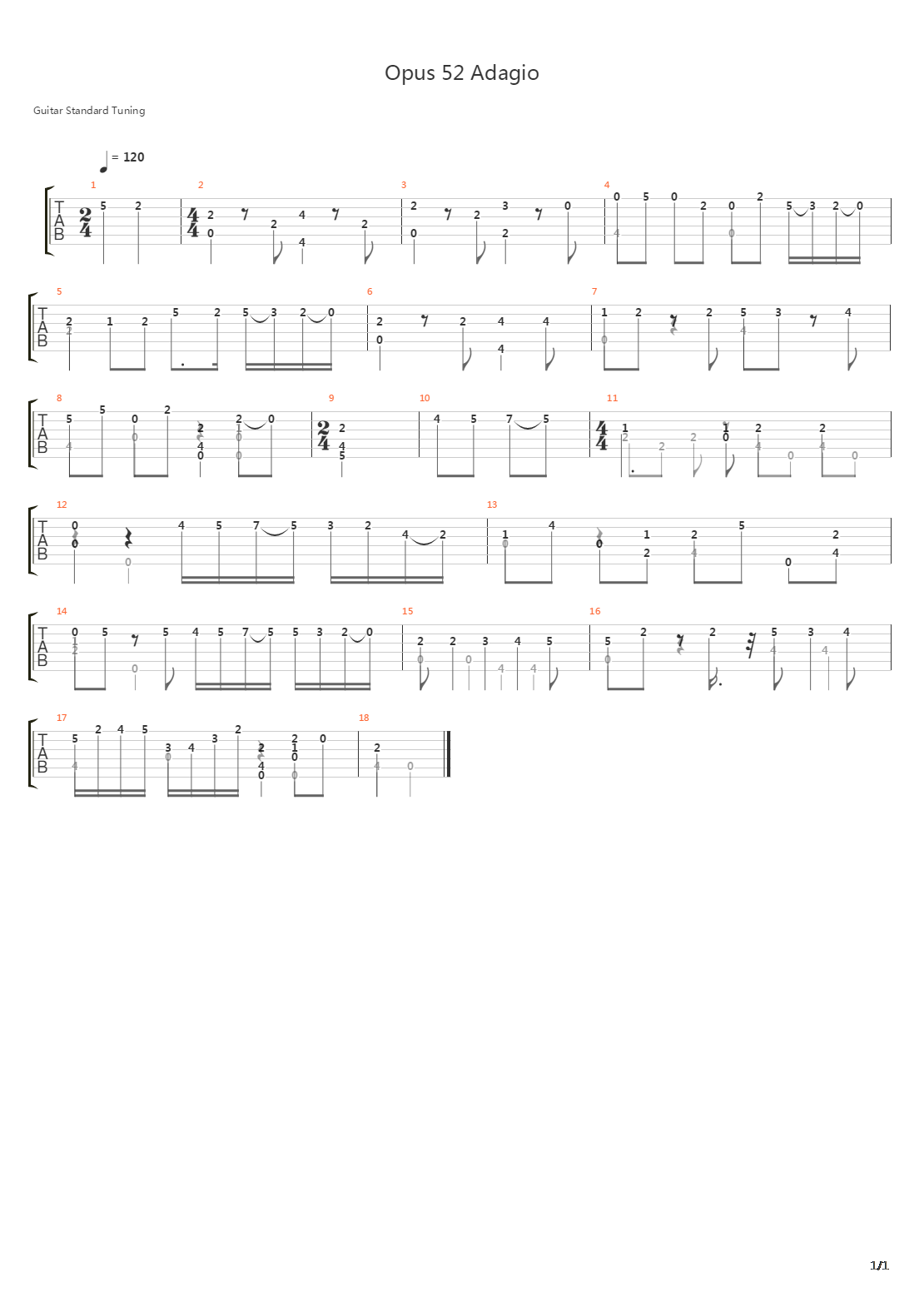 Opus 52 Adagio吉他谱