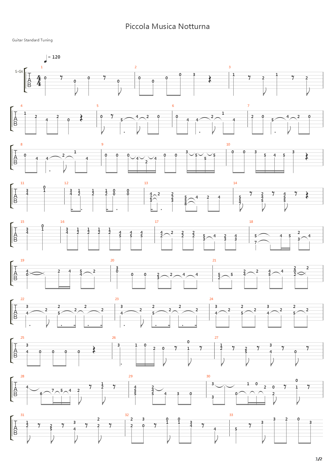 Piccola Musica Notturna吉他谱