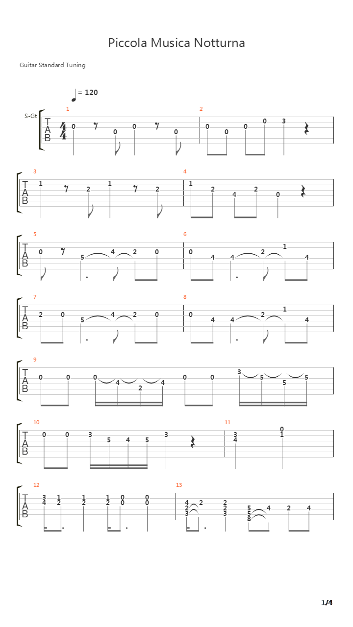 Piccola Musica Notturna吉他谱