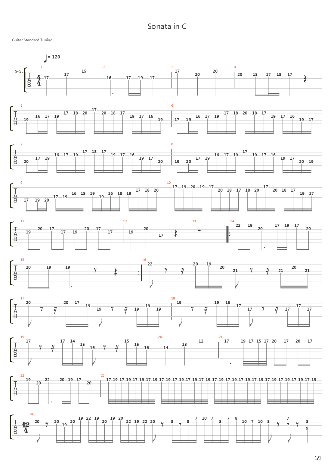 Sonata in C Major吉他谱