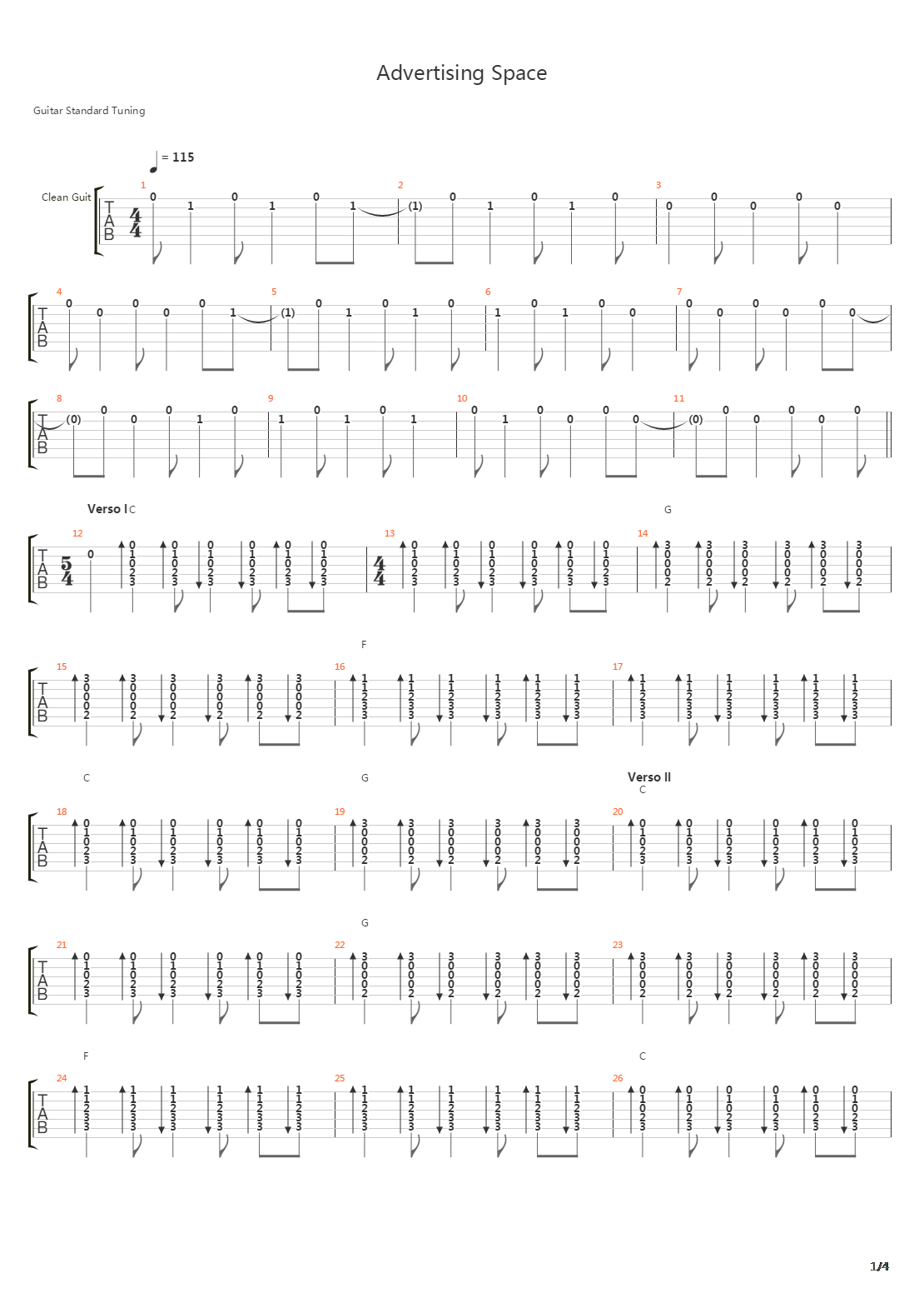 Advertising Space吉他谱