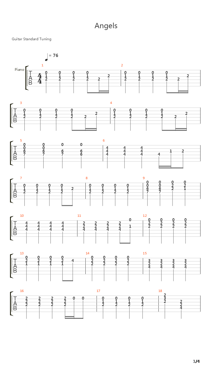 Angels吉他谱