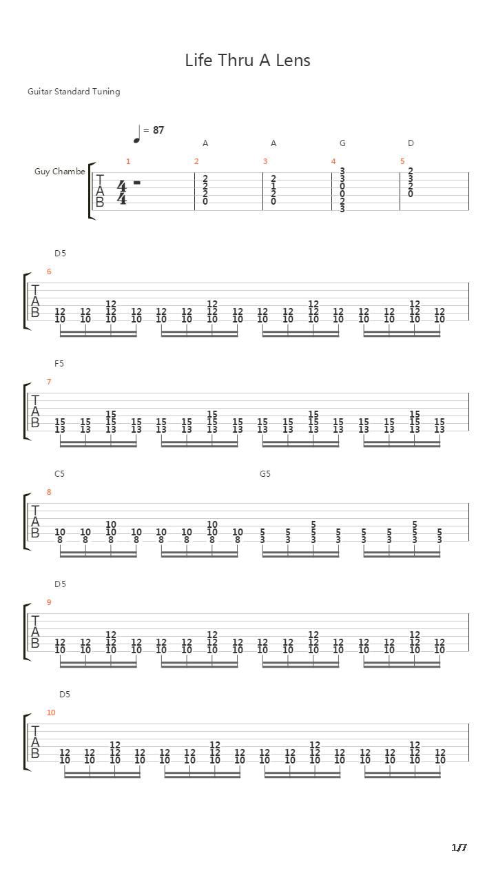 Life Thru A Lens吉他谱