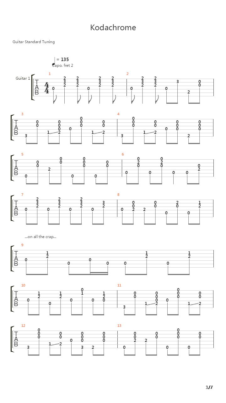 Kodachrome吉他谱