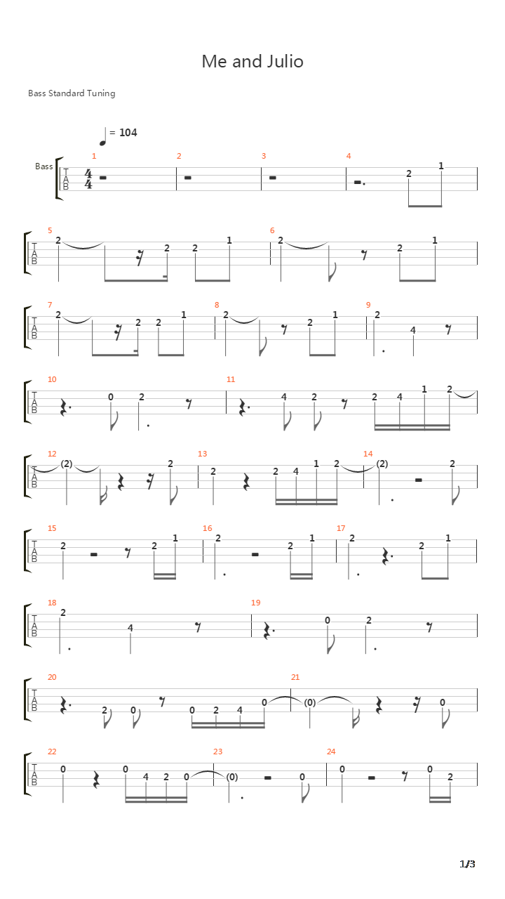 Me And Julio吉他谱