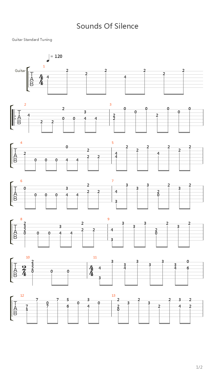 Sounds Of Silence吉他谱
