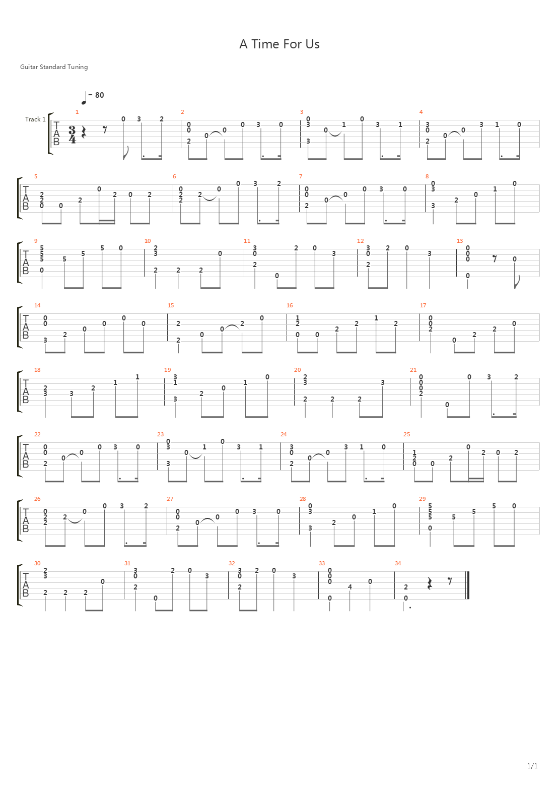 A Time For Us吉他谱