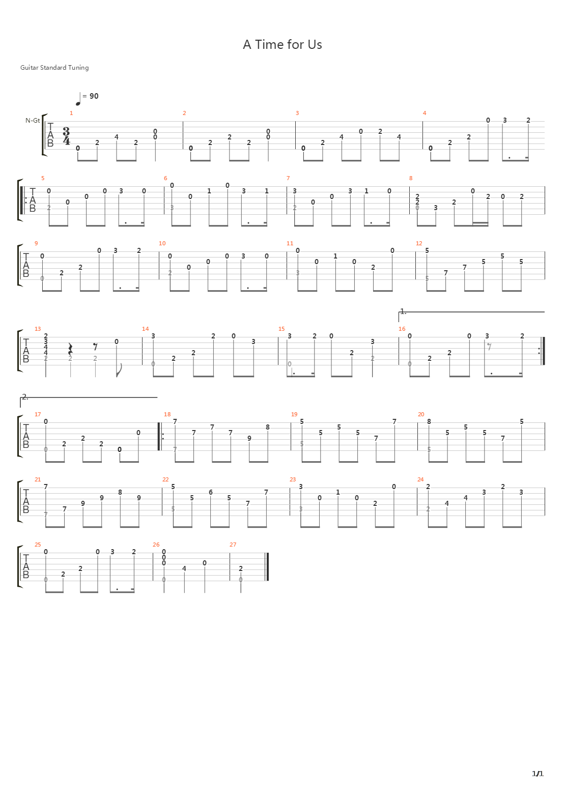 A Time for Us吉他谱